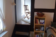 Blick vom Wohnbereich  in das Schlafzimmer